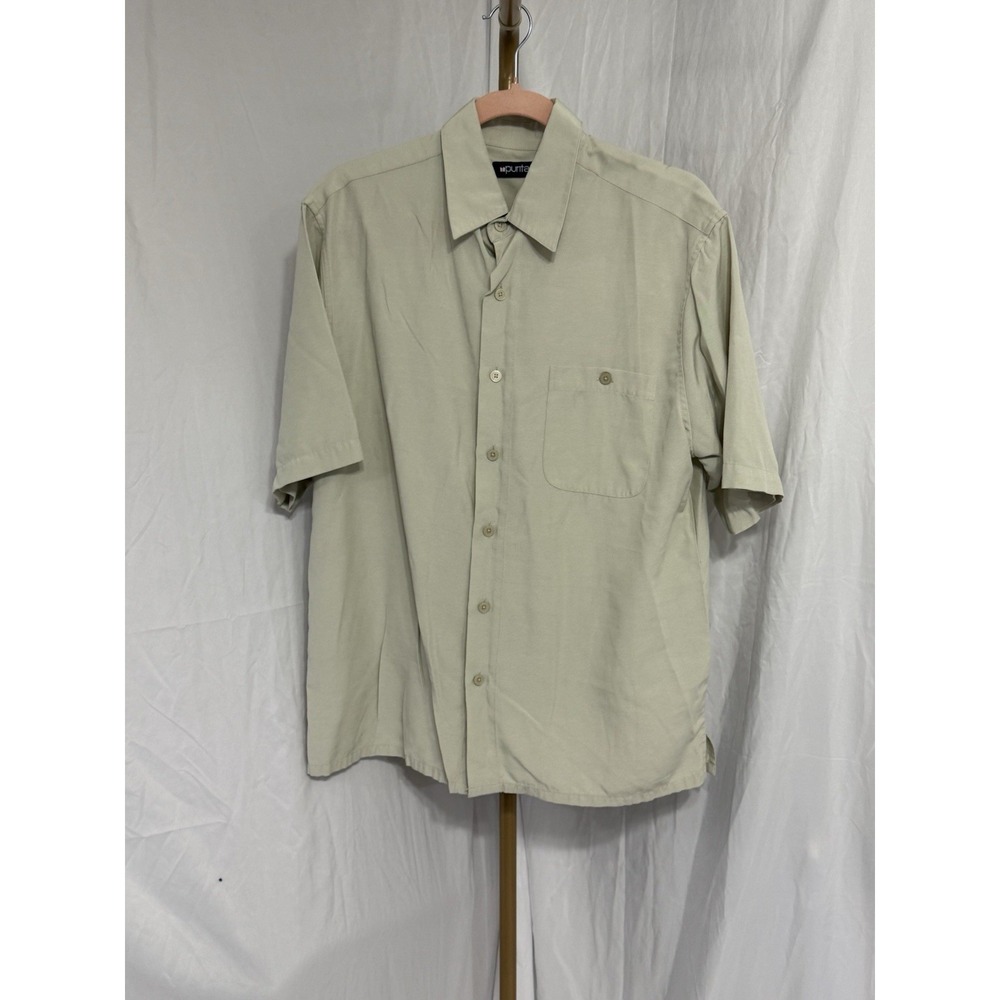 Puritan men's button down Short Sleeve shirt size M (38/40) beige - Picture 2 of 13
